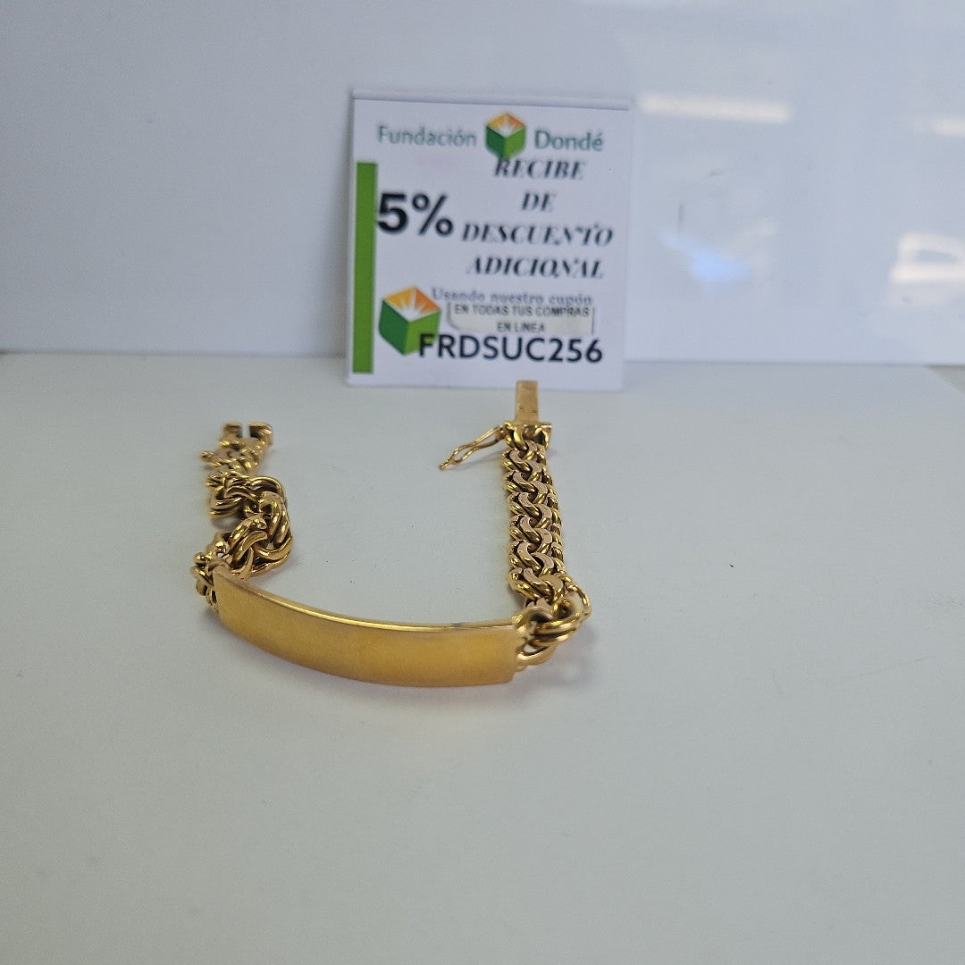 K1 46,30 GRMS 18 K ESPECIFICACIONES COMPLEMENTARIAS ESCLAVA CON PLACA BROCHE DE (SEMINUEVO)