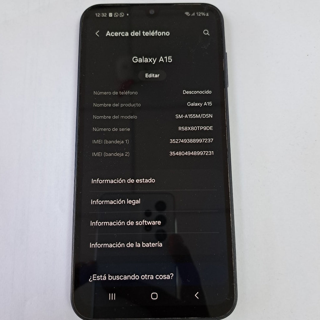 CELULAR SAMSUNG GALAXY A15 SM-A155M (2023) 128 GB 6 GB RAM (SEMINUEVO)