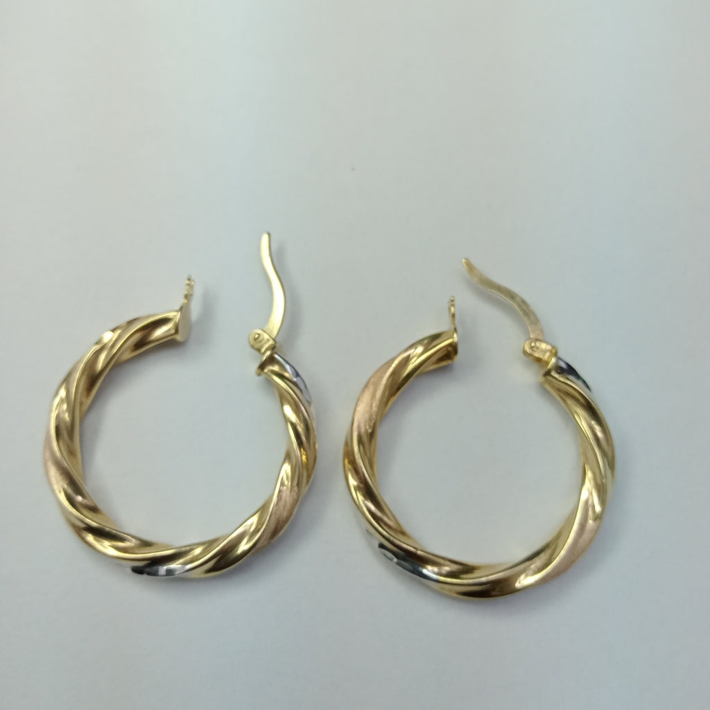 ARRACADAS PAR ORO, ORO COMBINADO 14 K 2.8 GRMS (SEMINUEVO)