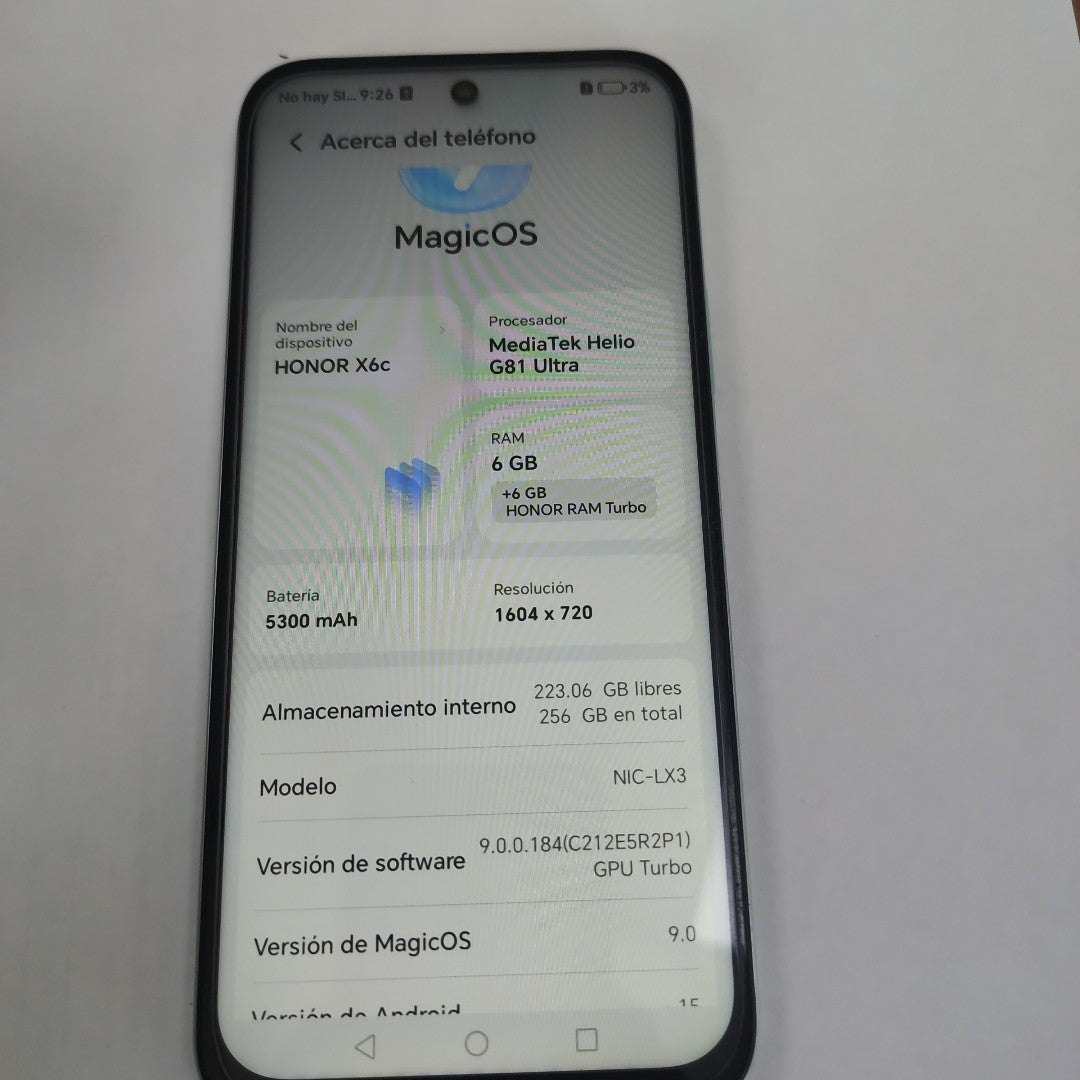 CELULAR HONOR X6C NIC-LX3 (2025) 256 GB 6 GB RAM (SEMINUEVO)