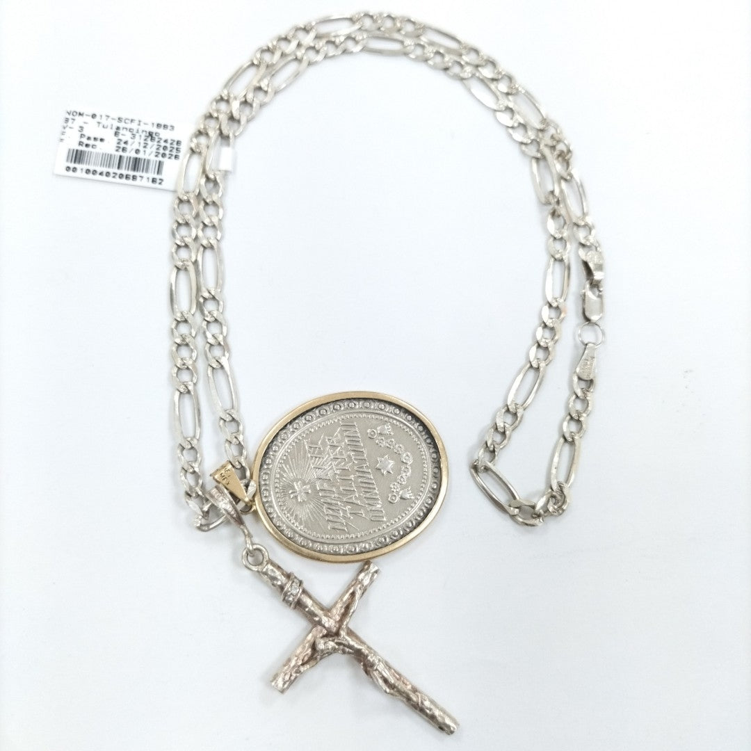 CADENA, MEDALLA RELIGIOSA ORO, PLATA 14 K 3 GRMS (SEMINUEVO)