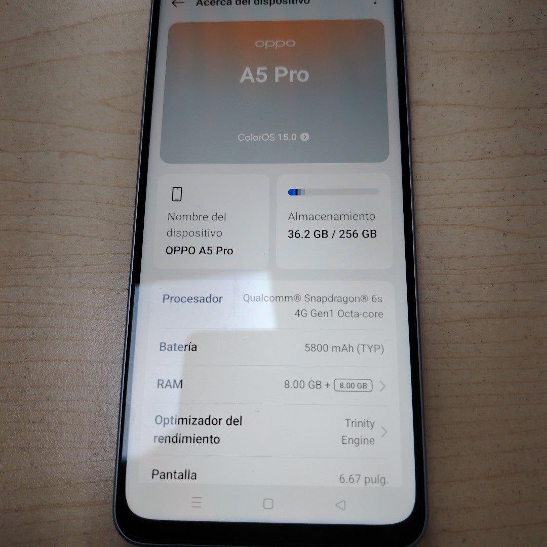 CELULAR OPPO  A5 PRO CPH2711 (2025) 256 GB 8 GB RAM (SEMINUEVO)