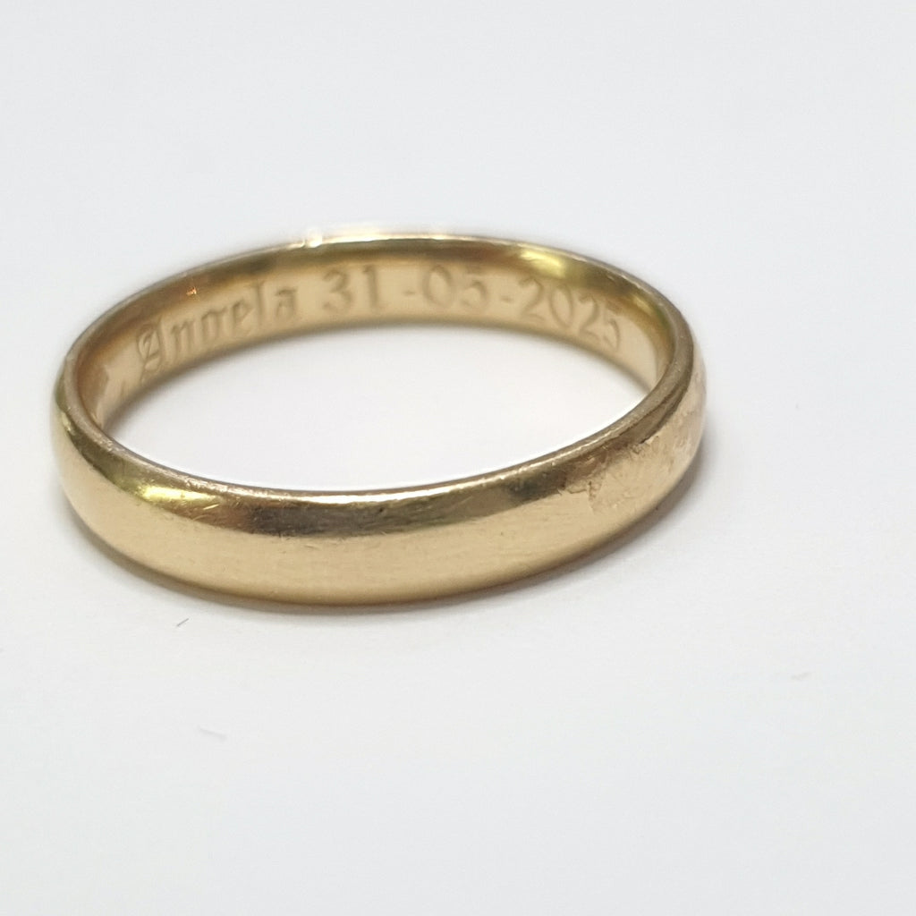 K1 5,40 GRMS 18 K ESPECIFICACIONES COMPLEMENTARIAS ARGOLLA GRABADA (SEMINUEVO)