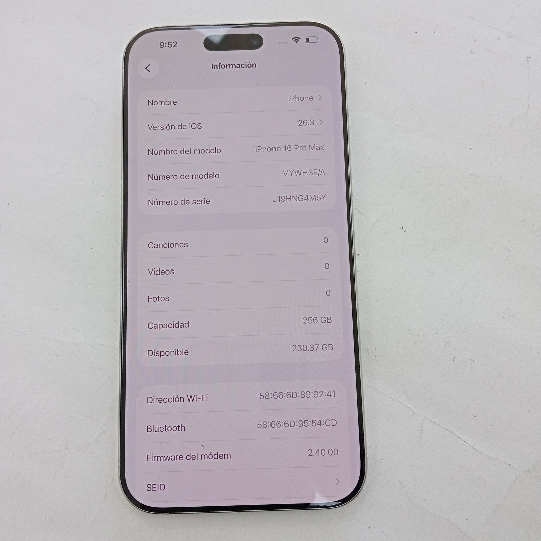 CELULAR APPLE IPHONE 16 PRO MAX A3295 (2024) 256 GB 8 GB RAM (SEMINUEVO)