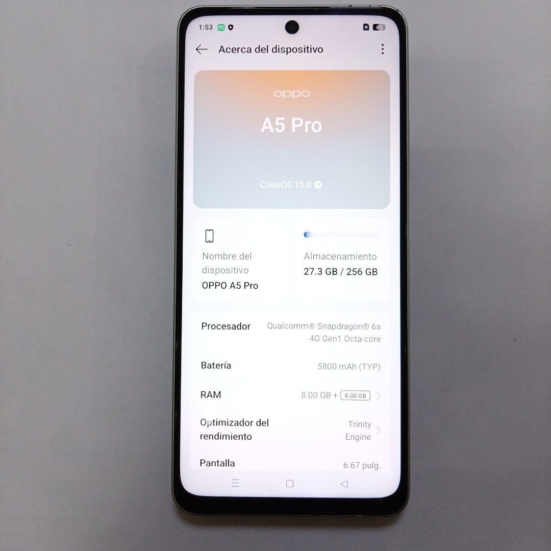 CELULAR OPPO  A5 PRO CPH2711 (2025) 256 GB 8 GB RAM (SEMINUEVO)