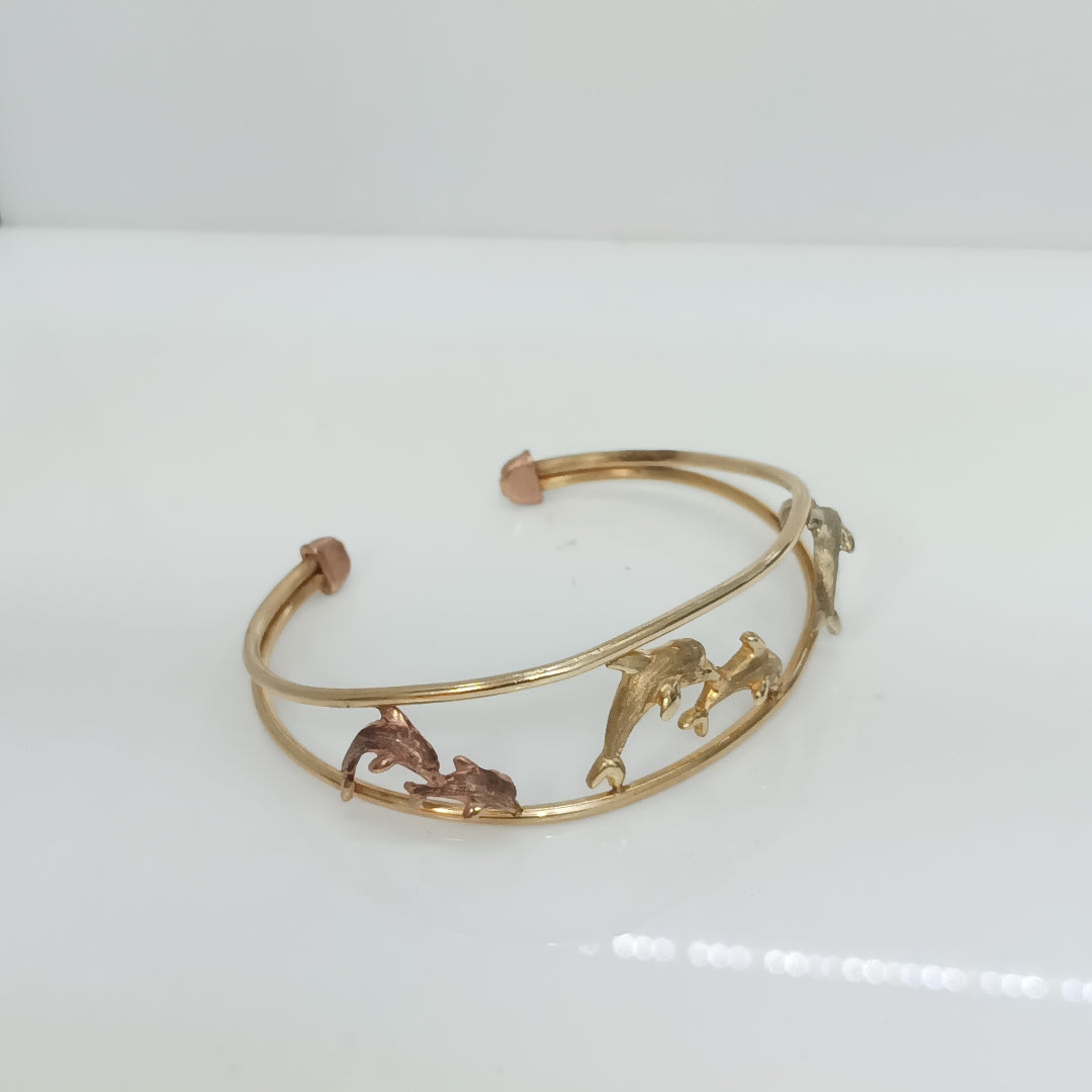 PULSERA RIGIDA ORO COMBINADO 10 K 9,40 GRMS (SEMINUEVO)
