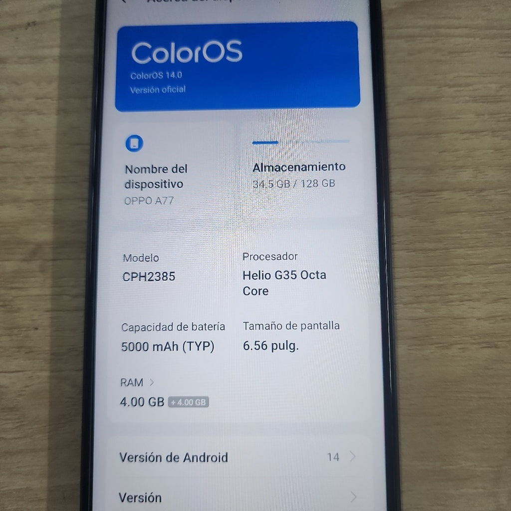 CELULAR OPPO  A77 CPH2385 128 GB 4 GB RAM (SEMINUEVO)