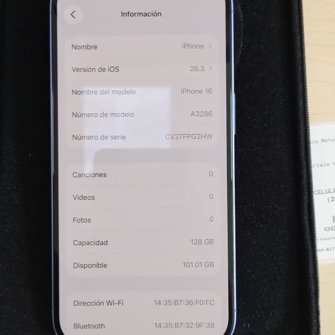 CELULAR APPLE IPHONE 16 A3286 (2024) 128 GB 8 GB RAM (SEMINUEVO)