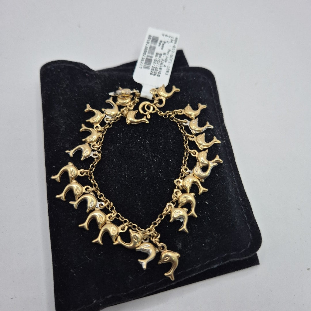 K1 11,20 GRMS 10 K ESPECIFICACIONES COMPLEMENTARIAS PULSERA CON DELFINES (SEMINUEVO)