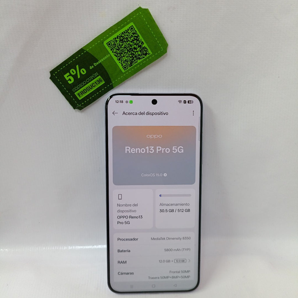 CELULAR OPPO  RENO13 5G CPH2697 (2024) 512 GB 12 GB RAM (SEMINUEVO)
