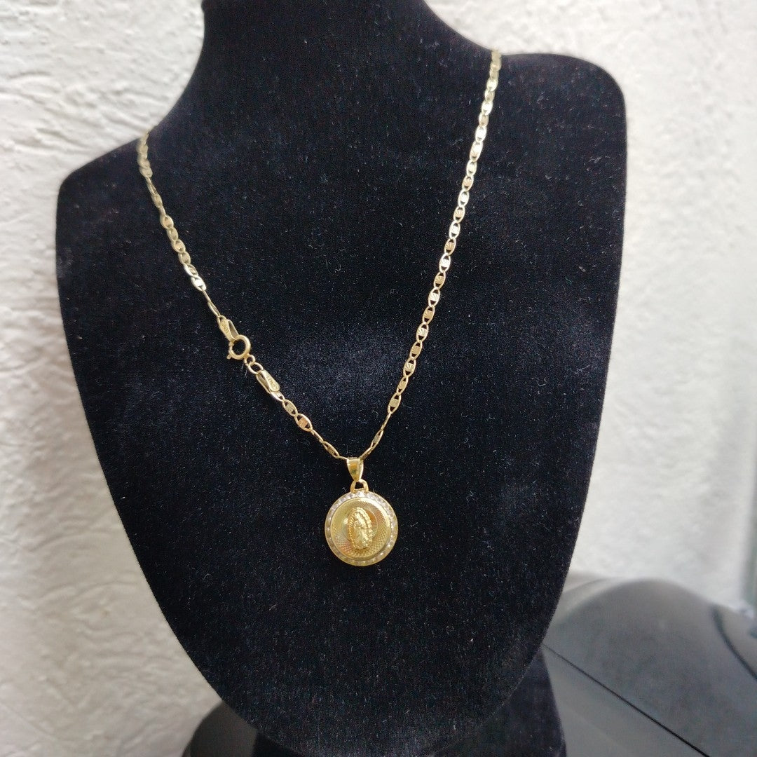 CADENA,MEDALLA RELIGIOSA ORO,ORO COMBINADO 10 K 3,70 GRMS (SEMINUEVO)