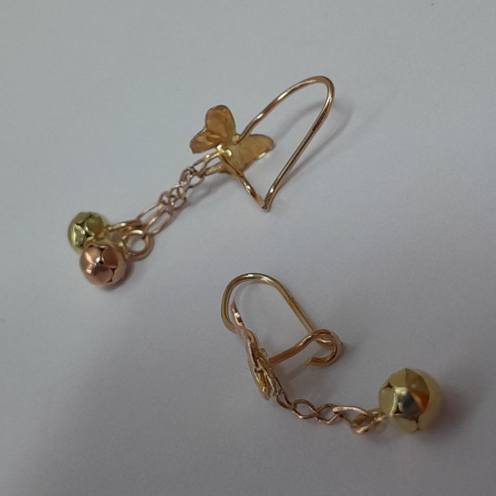ARETES PAR ORO, RODIADO 14 K 1.7 GRMS (SEMINUEVO)