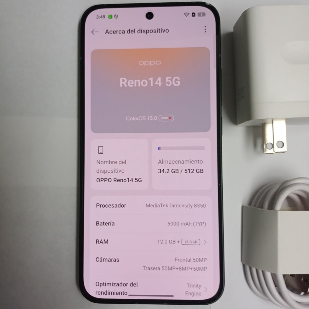 CELULAR OPPO  RENO14 5G CPH2737 (2025) 512 GB 12 GB RAM (SEMINUEVO)