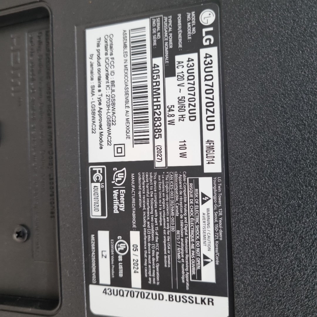 PANTALLA LG 43UQ7070ZUD (2024) 43" LED 4K (SEMINUEVO)