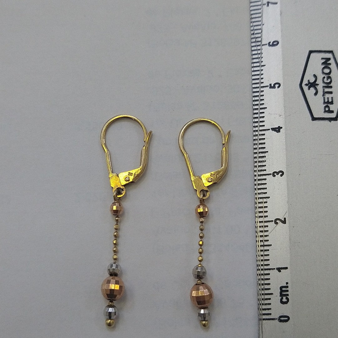 ARETES PAR ORO COMBINADO 14 K 2,40 GRMS (SEMINUEVO)