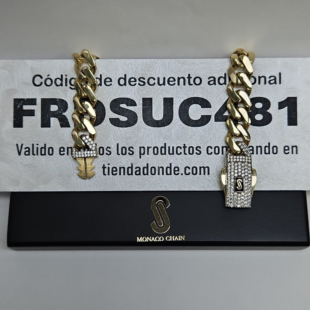 PULSERA CABALLERO MONACO ORO 10K 12.5 (NUEVO)