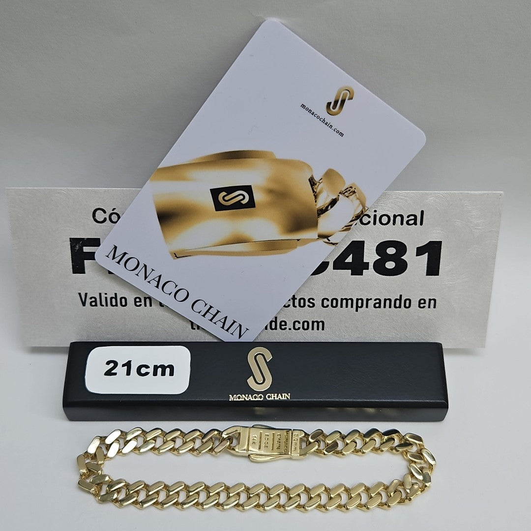 PULSERA CABALLERO MONACO ORO 14K 10.4 (NUEVO)