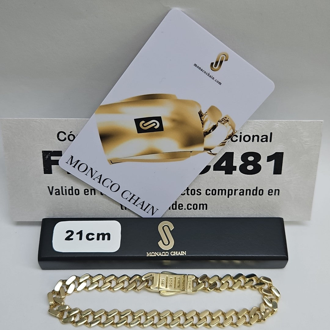 PULSERA CABALLERO MONACO ORO 14K 10.4 (NUEVO)