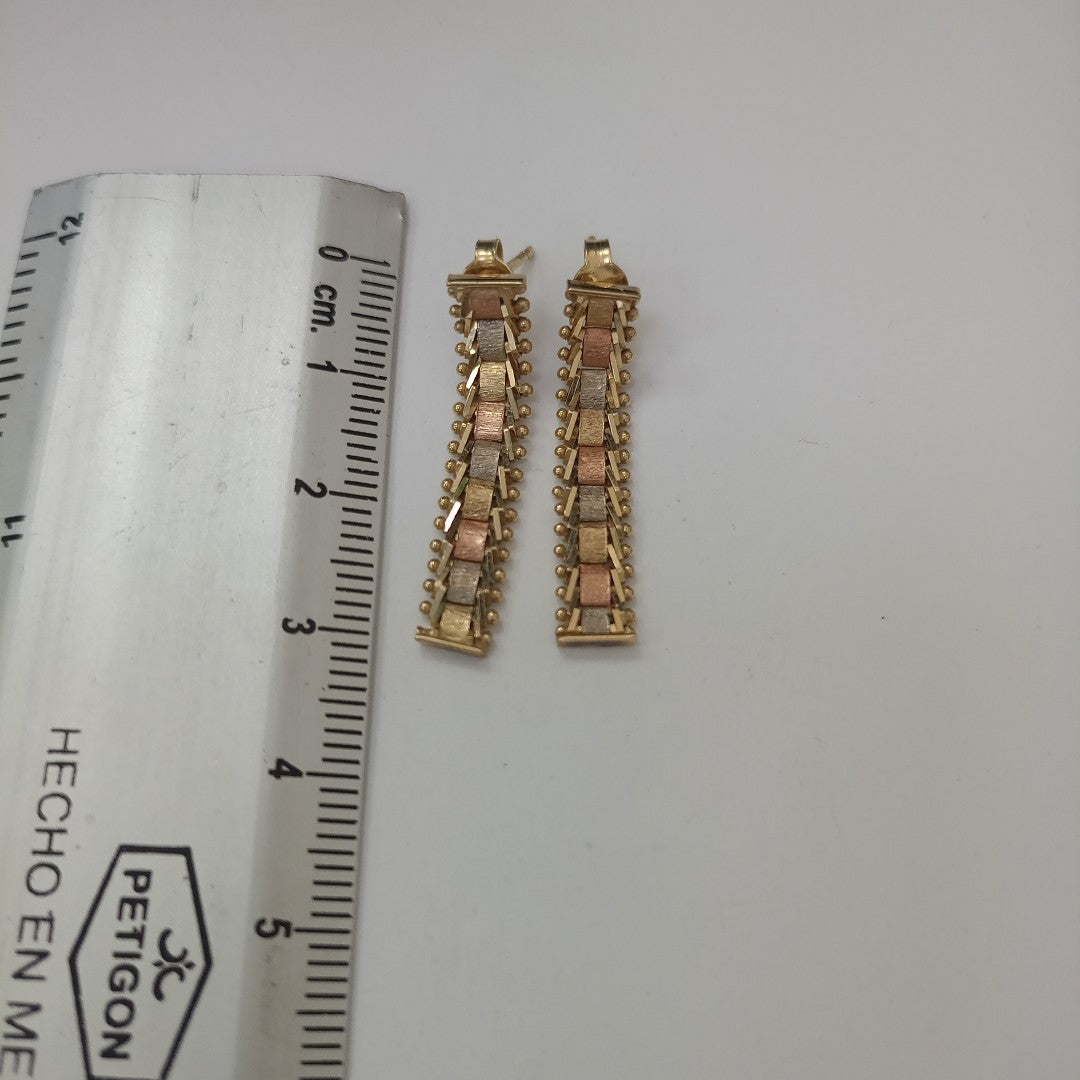 ARETES PAR ORO COMBINADO 14 K 3.5 GRMS (SEMINUEVO)