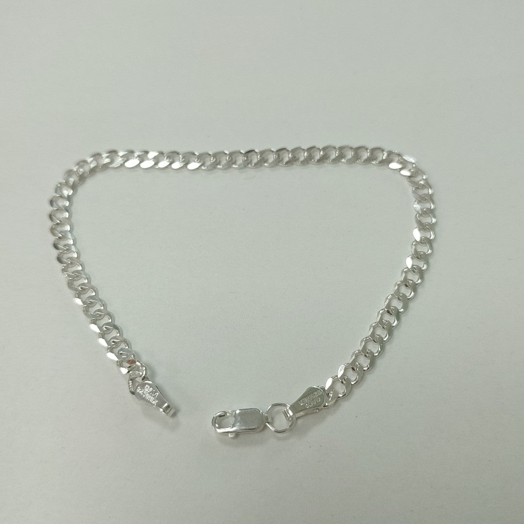 PULSERA TEJIDO BARBADA PLATA .925 21 CM 4.6 GR (NUEVO)