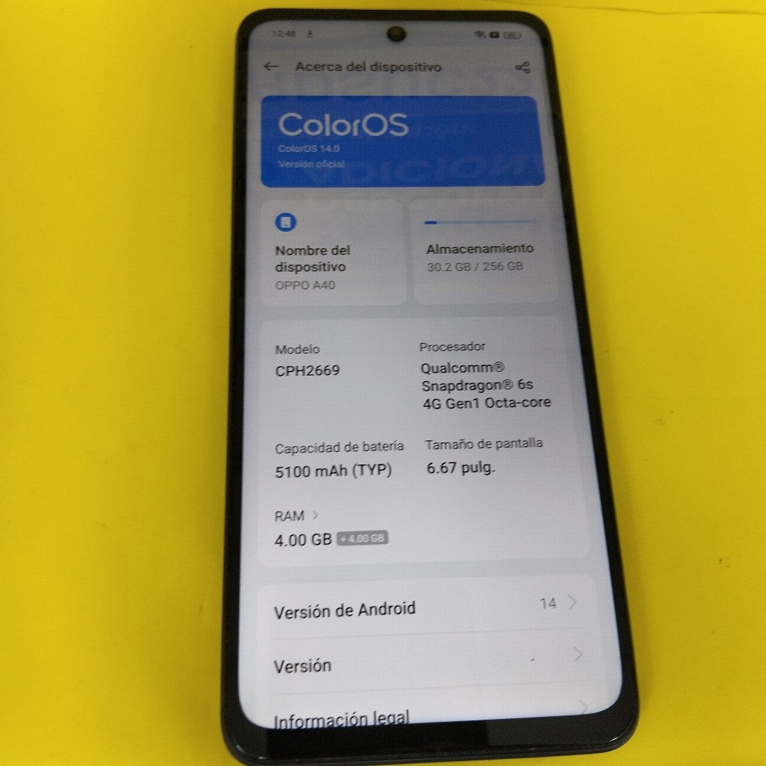 CELULAR OPPO  A40 CPH2669 (2024) 256 GB 4 GB RAM (SEMINUEVO)