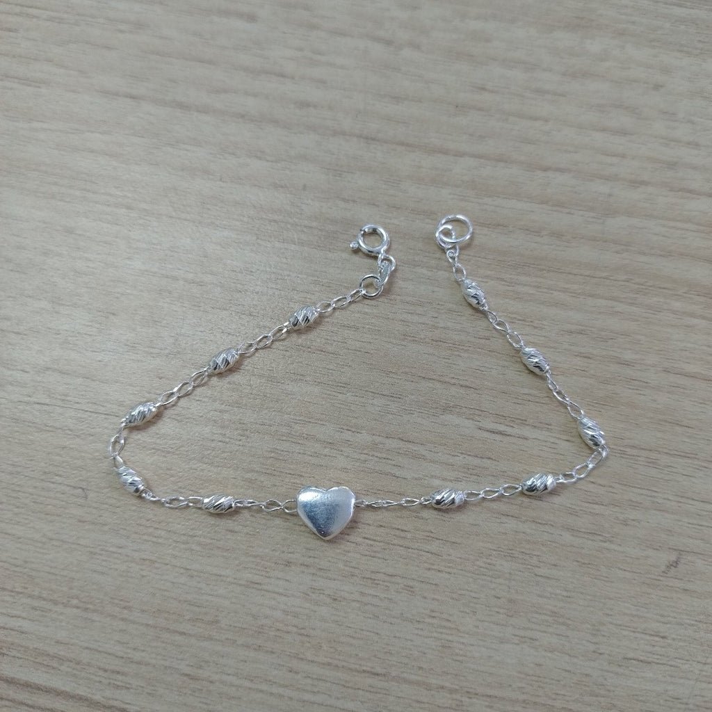 PULSERA TEJIDO CORAZON PLATA .925 18 CM 3.3 GR (NUEVO)