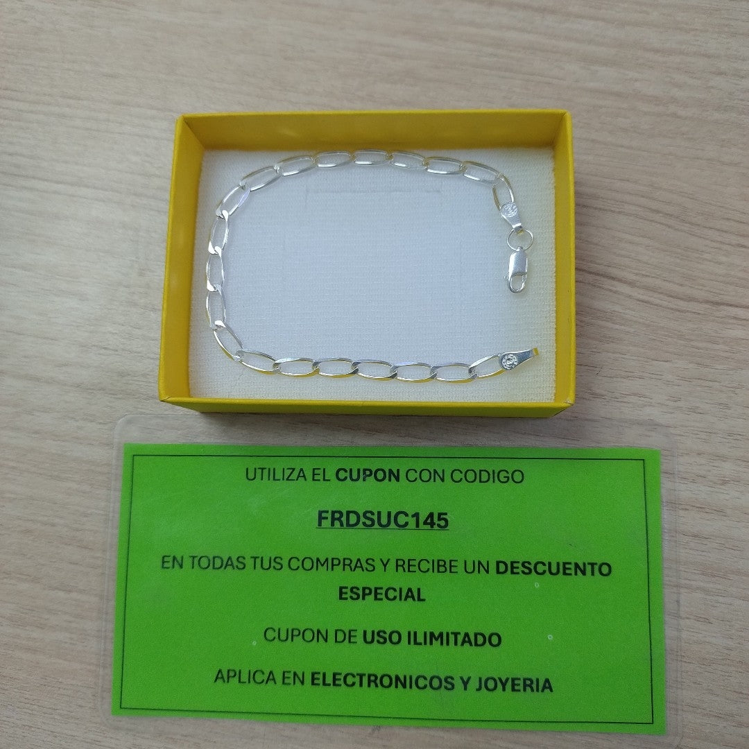 PULSERA TEJIDO ESLABONES PLATA .925 18 CM 3.7 GR (NUEVO)