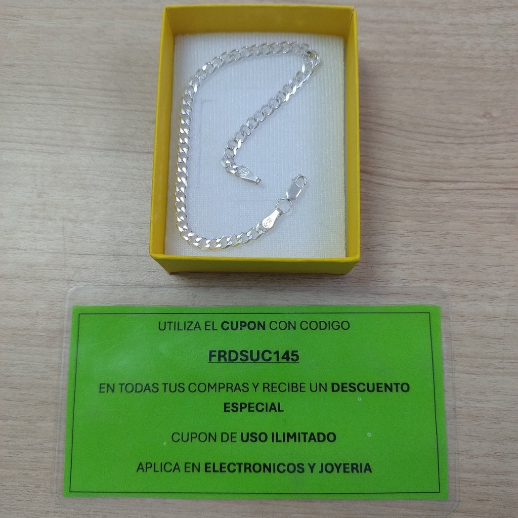 PULSERA TEJIDO BARBADA PLATA .925 21 CM 4.5 GR (NUEVO)