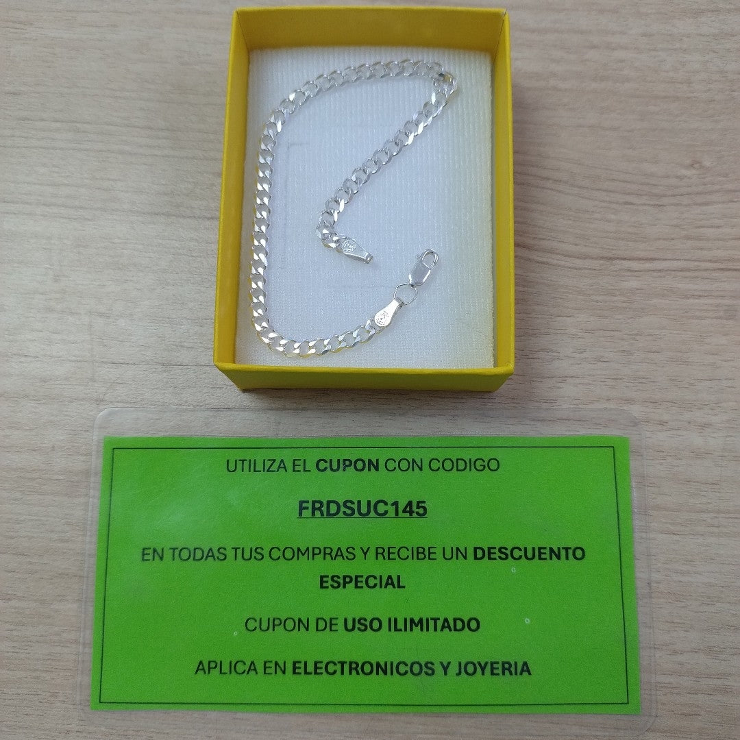 PULSERA TEJIDO BARBADA PLATA .925 21 CM 4.5 GR (NUEVO)