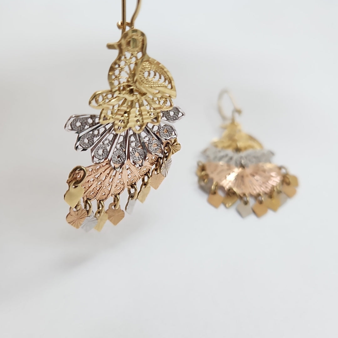 ARETES PAR ORO, ORO BLANCO, ORO COMBINADO 14 K 8.5 GRMS (SEMINUEVO)