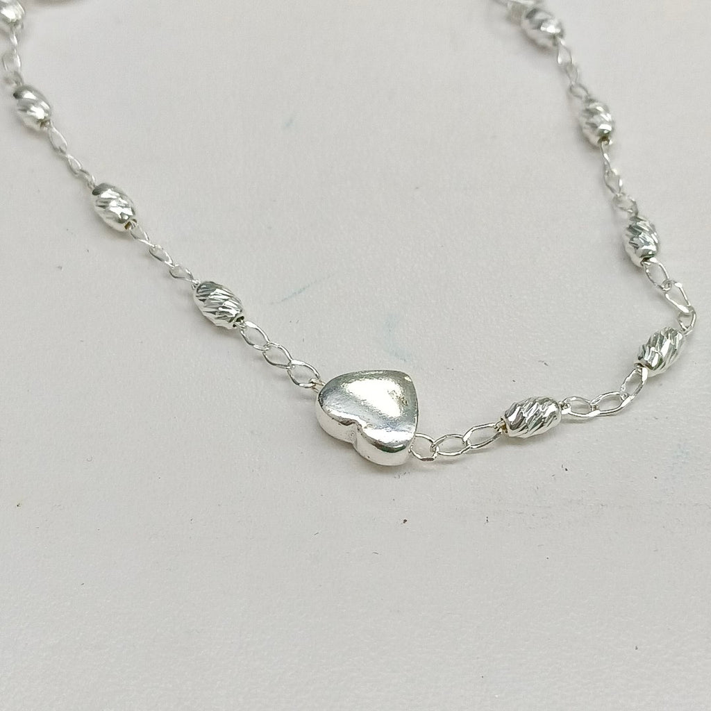 PULSERA TEJIDO CORAZON PLATA .925 18 CM 3.3 GR (NUEVO)