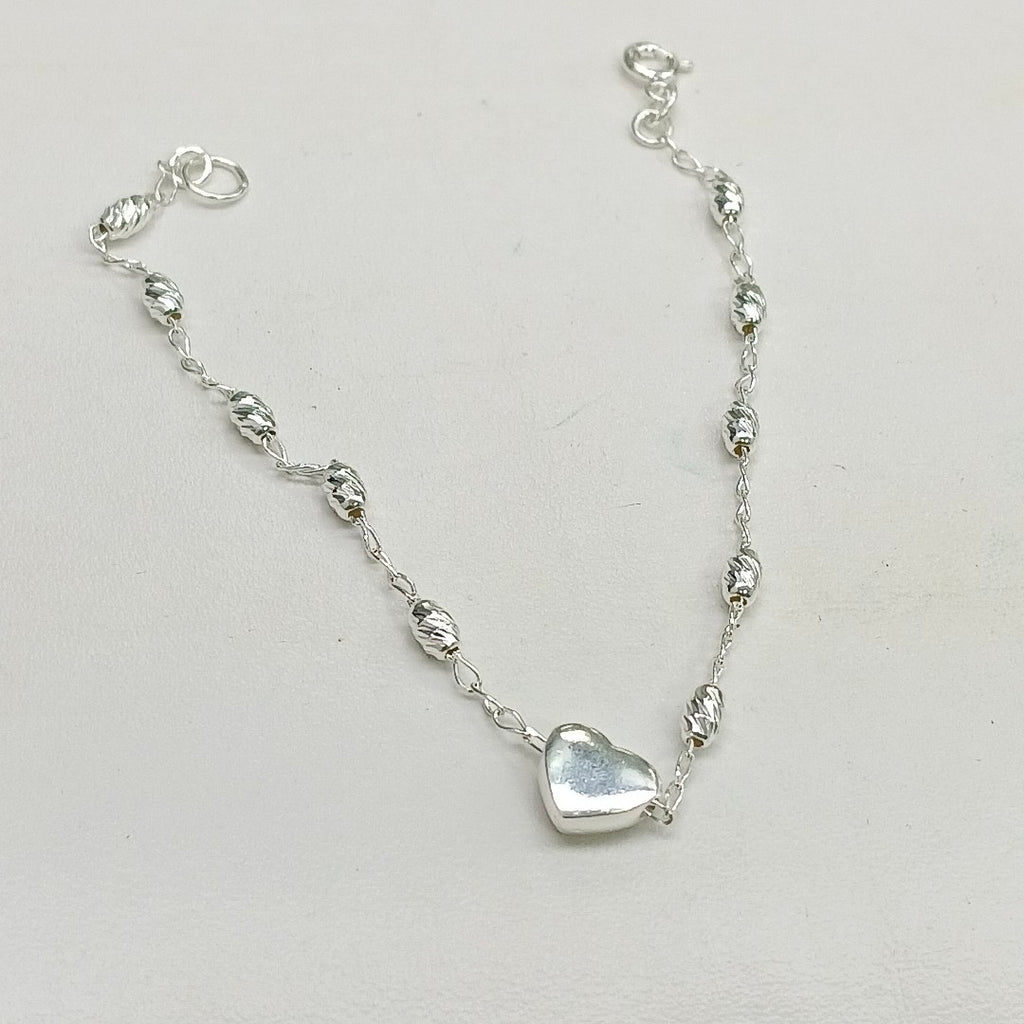 PULSERA TEJIDO CORAZON PLATA .925 18 CM 3.4 GR (NUEVO)