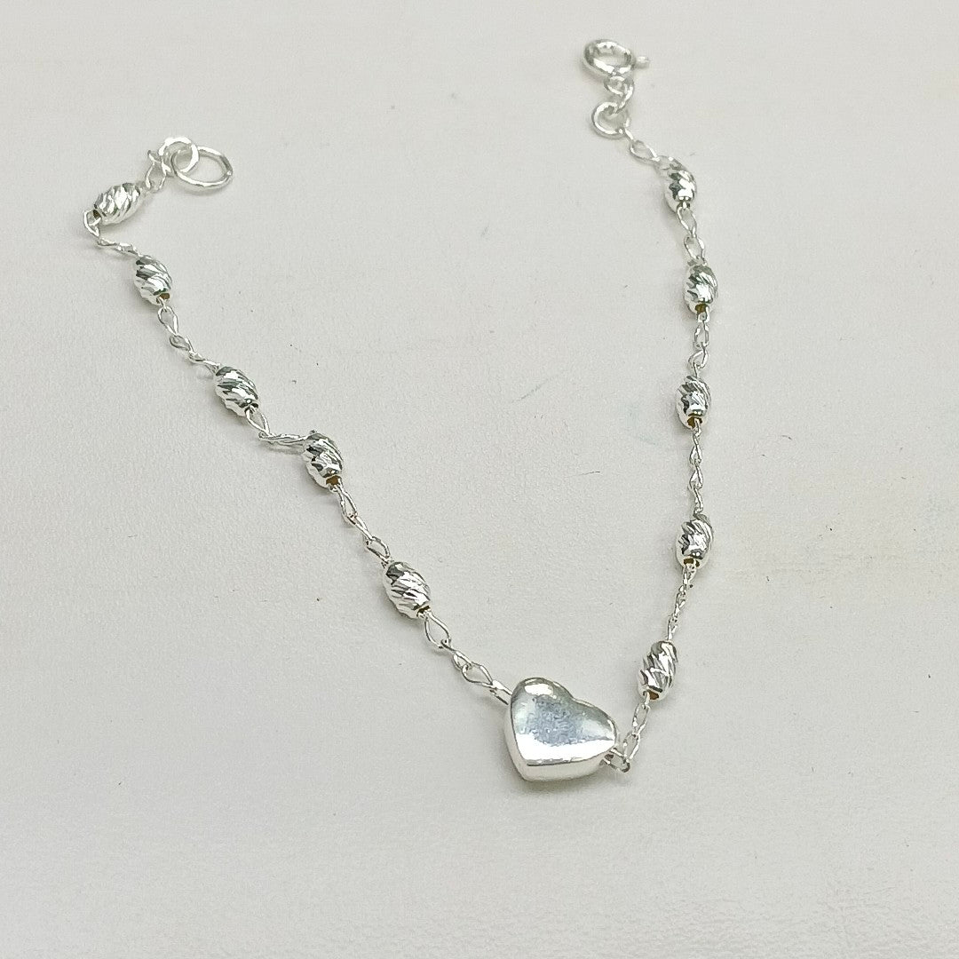 PULSERA TEJIDO CORAZON PLATA .925 18 CM 3.4 GR (NUEVO)