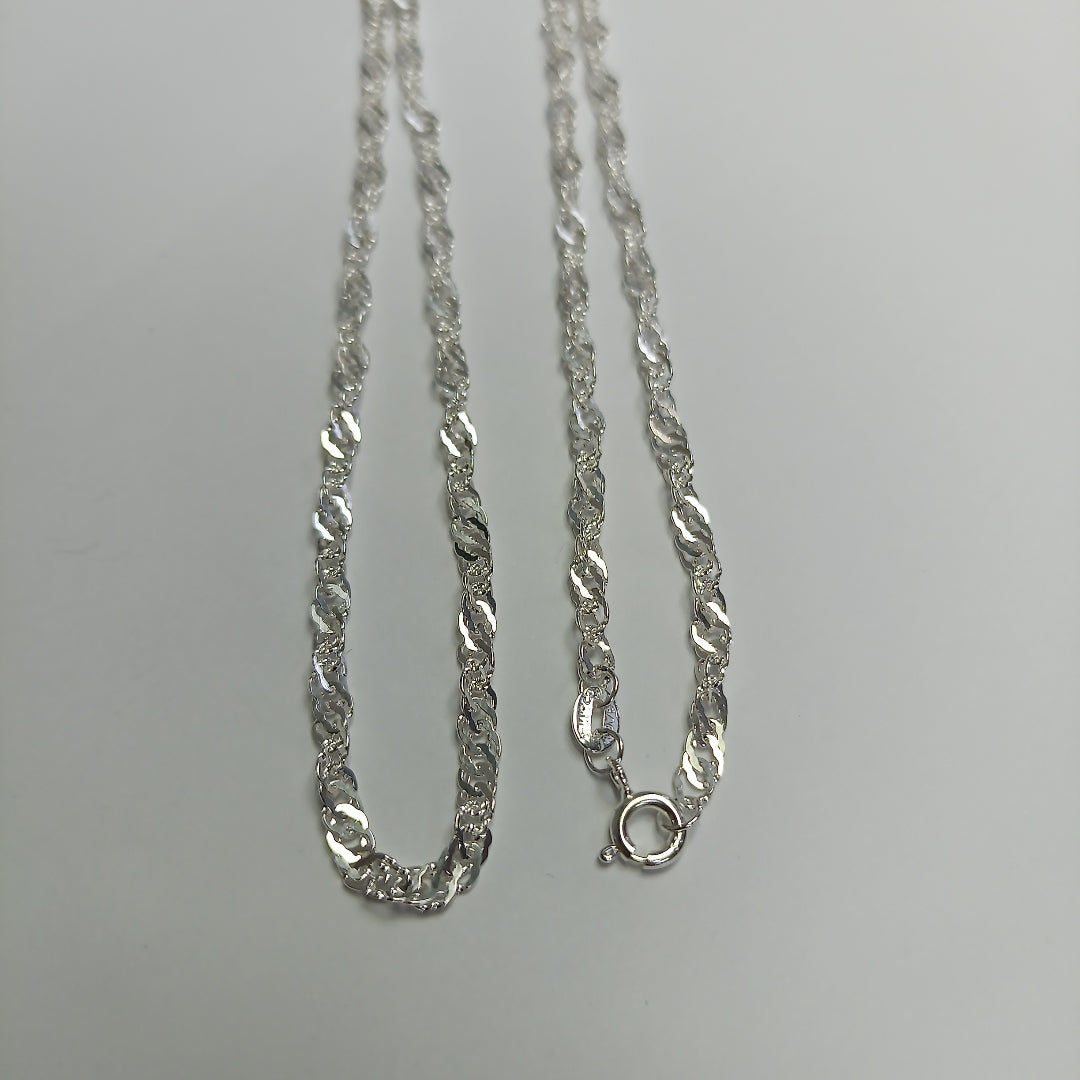 CADENA TEJIDO MEDIO TORZAL PLATA .925 55 CM 5.4 GR (NUEVO)