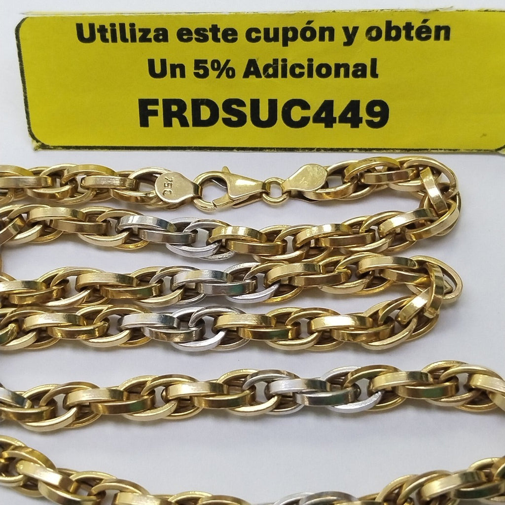 CADENA ORO, ORO BLANCO 18 K 22.4 GRMS (SEMINUEVO)