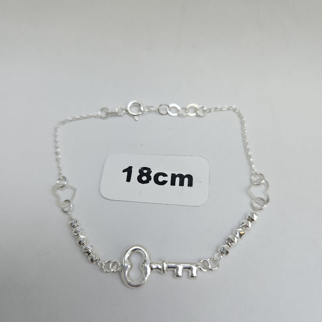 PULSERA TEJIDO LLAVE PLATA .925 18 CM 2.3 GR (NUEVO)