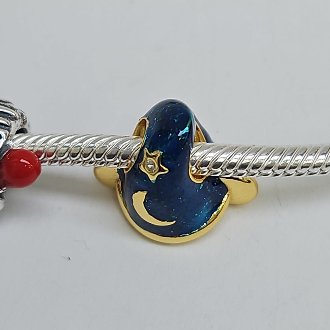 PULSERA TEJIDO ARTICULADA CON CHARMS PLATA .925 18 CM 19.6 GR (NUEVO)
