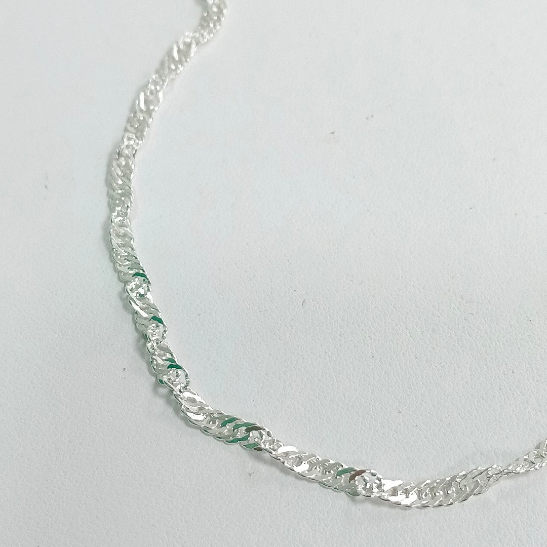 CADENA TEJIDO MEDIO TORZAL PLATA .925 55 CM 6.4 GR (NUEVO)