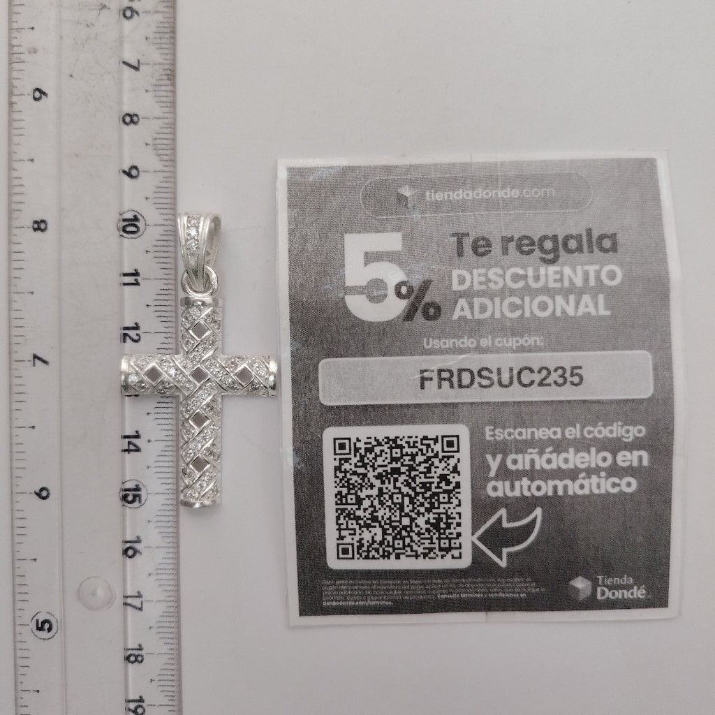 DIJE CRUZ C/CIRCONIAS PLATA .925 7.7 GR (NUEVO)