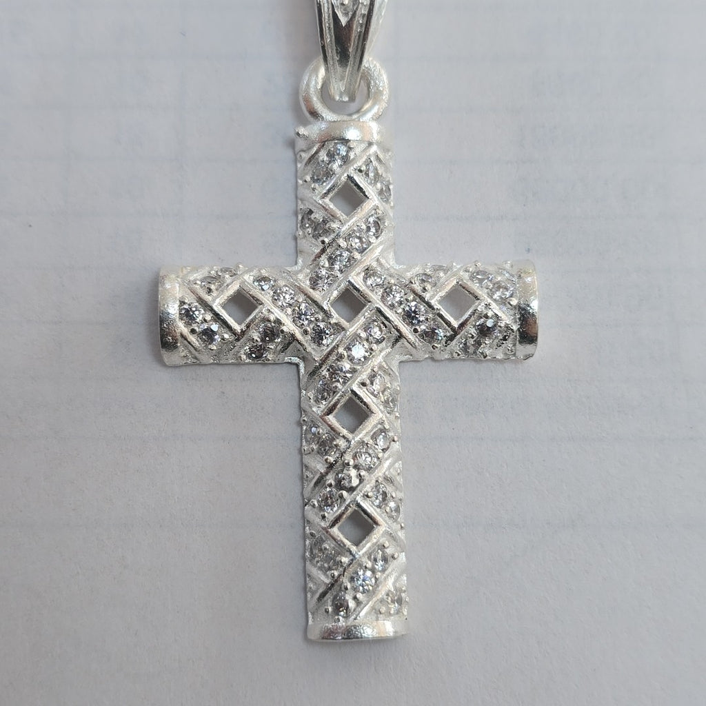 DIJE CRUZ C/CIRCONIAS PLATA .925 7.7 GR (NUEVO)