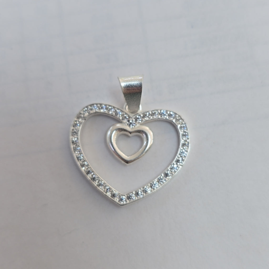 DIJE CORAZON C/CIRCONIAS PLATA .925 2.7 GR (NUEVO)