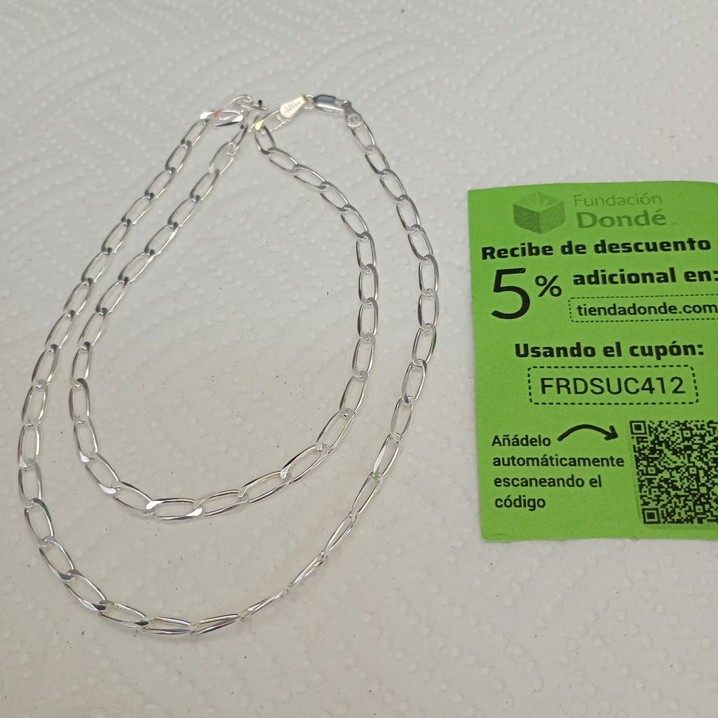 CADENA TEJIDO ESLABONES PLATA .925 55 CM 10.6 GR (NUEVO)