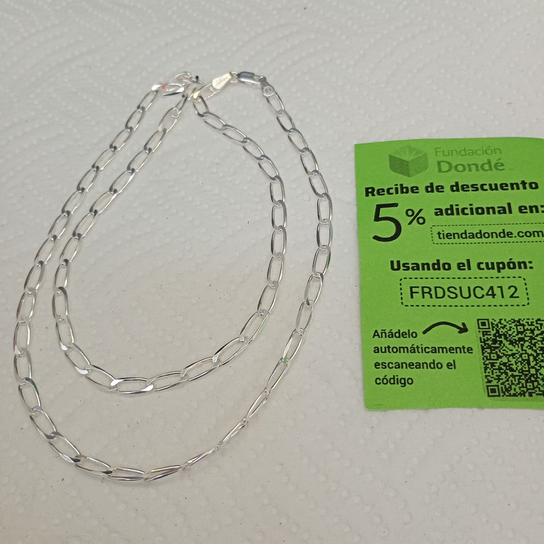 CADENA TEJIDO ESLABONES PLATA .925 55 CM 10.6 GR (NUEVO)