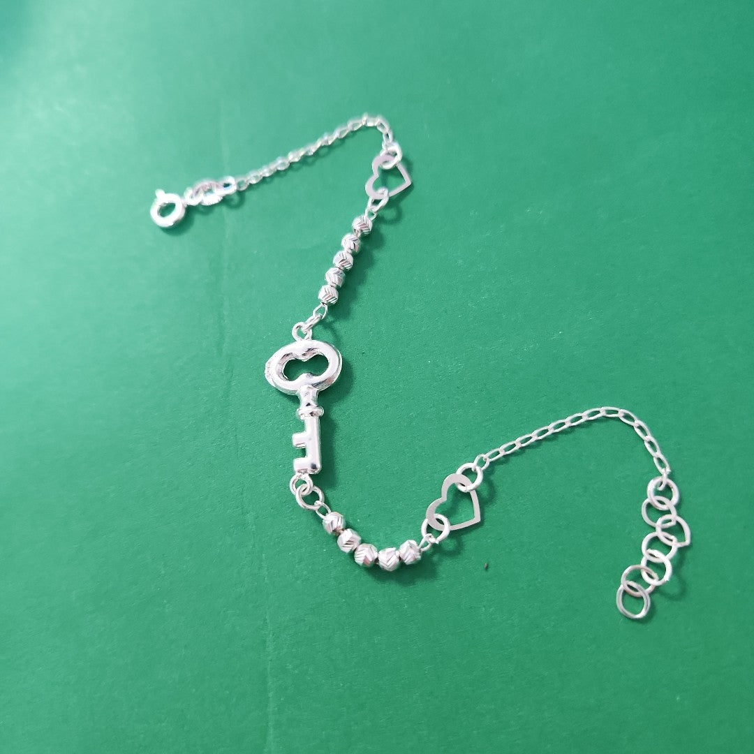 PULSERA TEJIDO LLAVE PLATA .925 18 CM 2.4 GR (NUEVO)