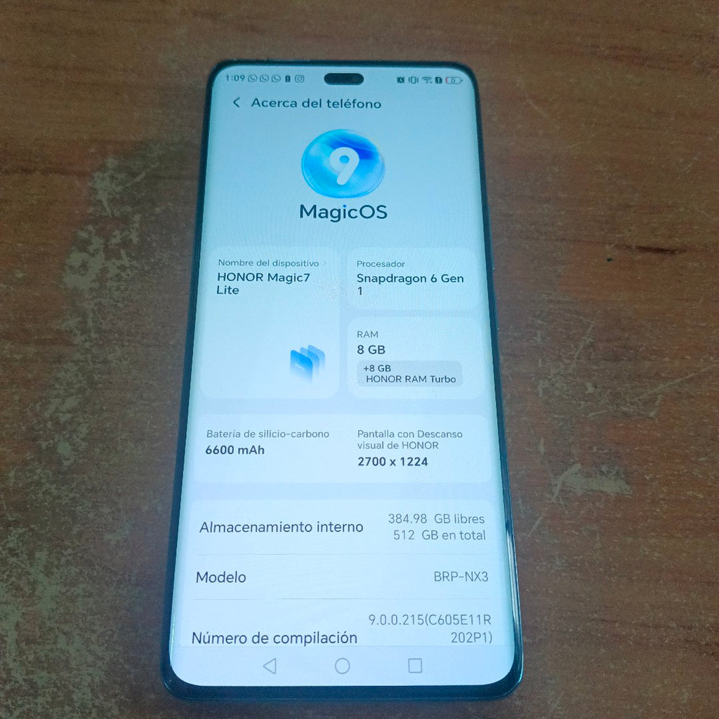 CELULAR HONOR MAGIC 7 LITE BRP-NX3 (2025) 512 GB 8 GB RAM (SEMINUEVO)