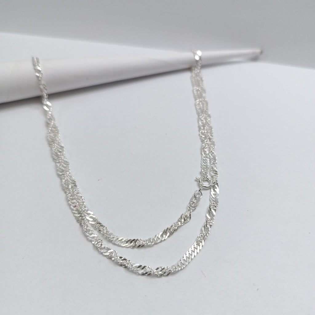 CADENA TEJIDO MEDIO TORZAL PLATA .925 55 CM 6.4 GR (NUEVO)