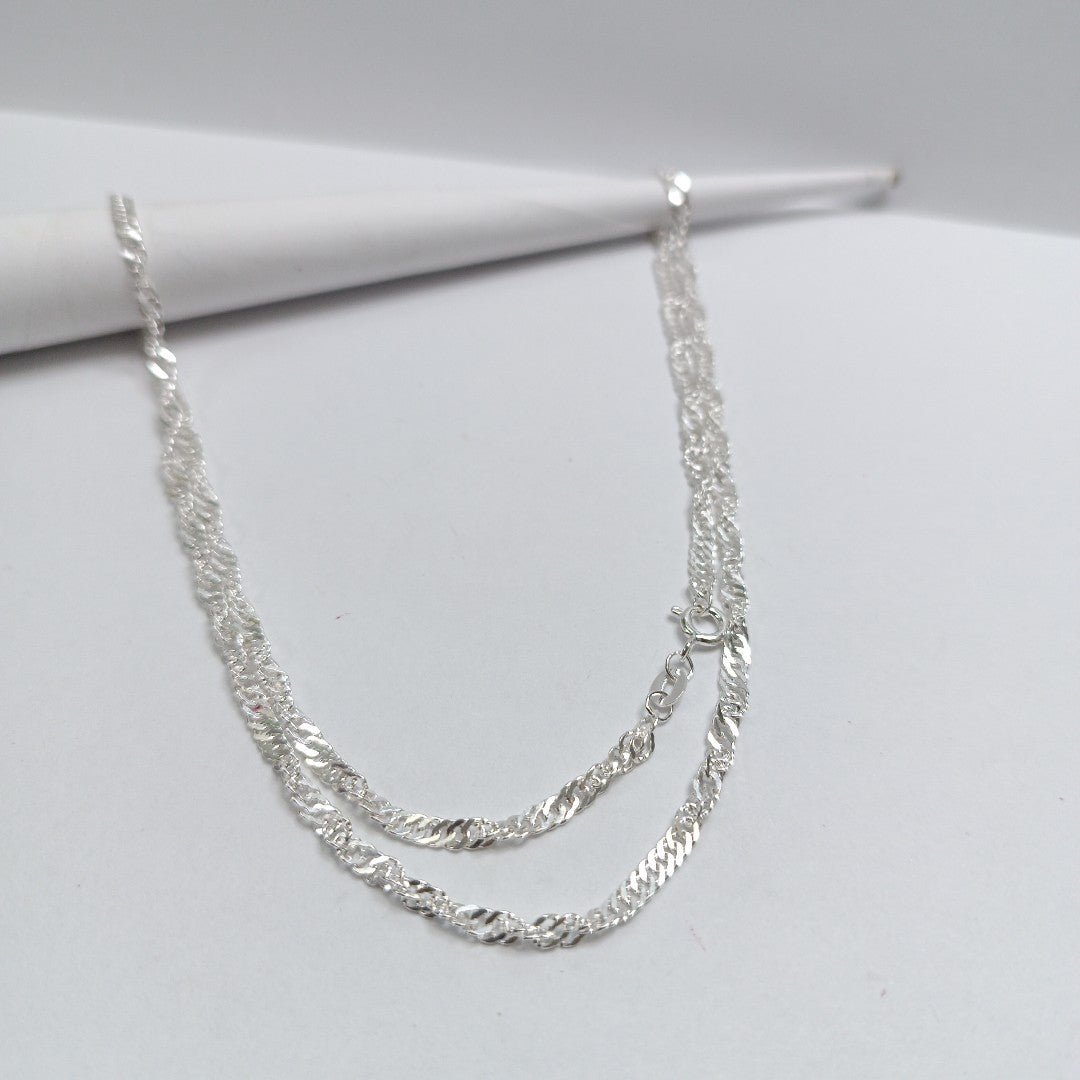 CADENA TEJIDO MEDIO TORZAL PLATA .925 55 CM 6.4 GR (NUEVO)