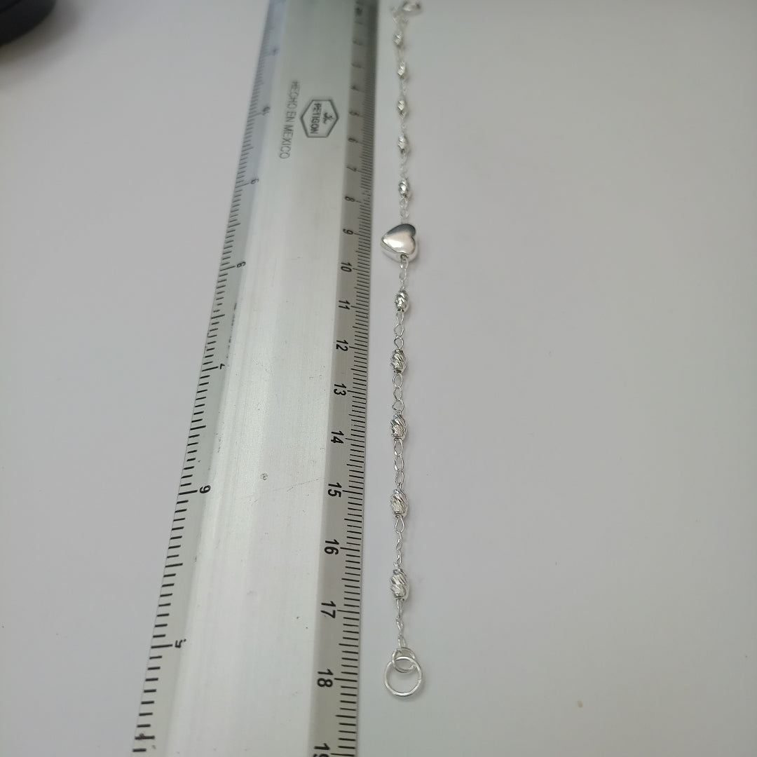 PULSERA TEJIDO CORAZON PLATA .925 18 CM 3.3 GR (NUEVO)