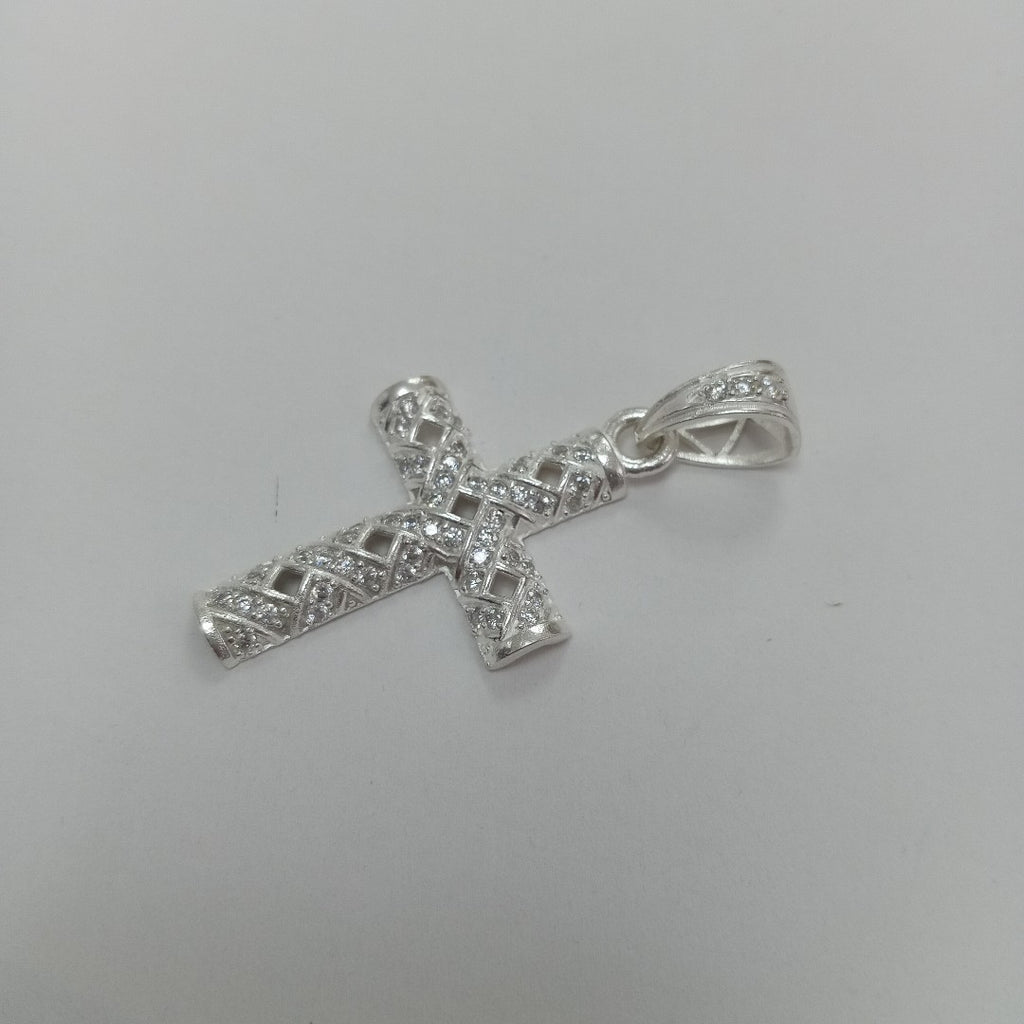 DIJE CRUZ C/CIRCONIAS PLATA .925 7.7 GR (NUEVO)