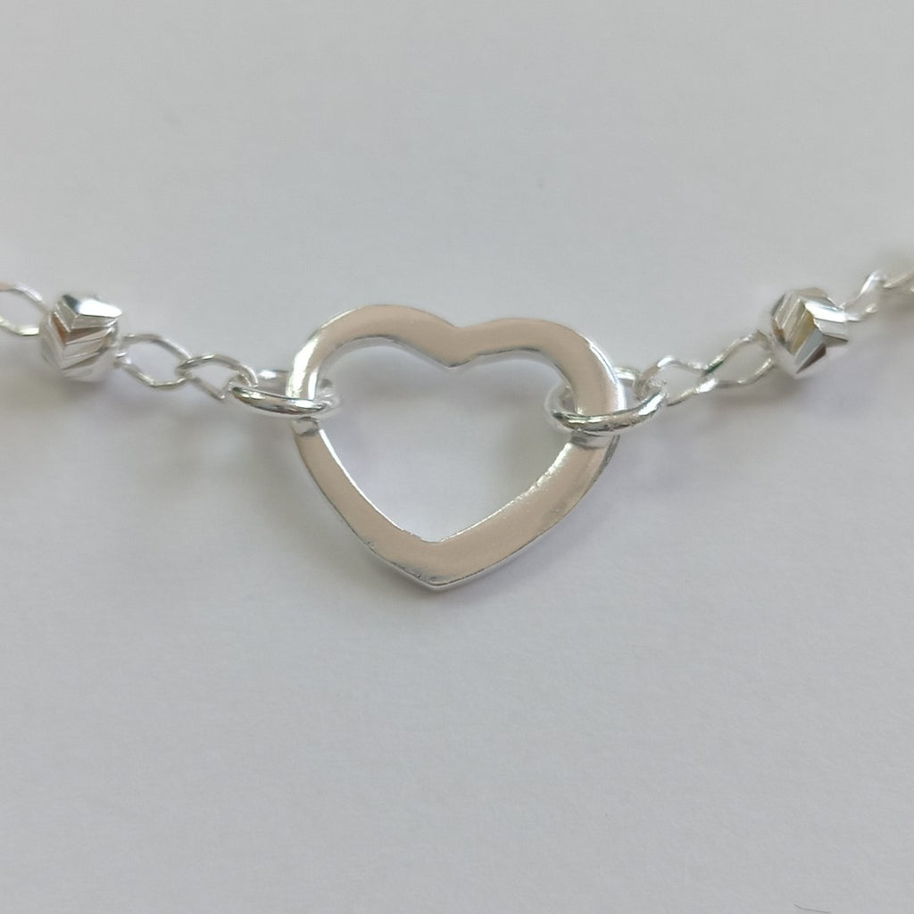 PULSERA TEJIDO CORAZON PLATA .925 18 CM 2 GR (NUEVO)